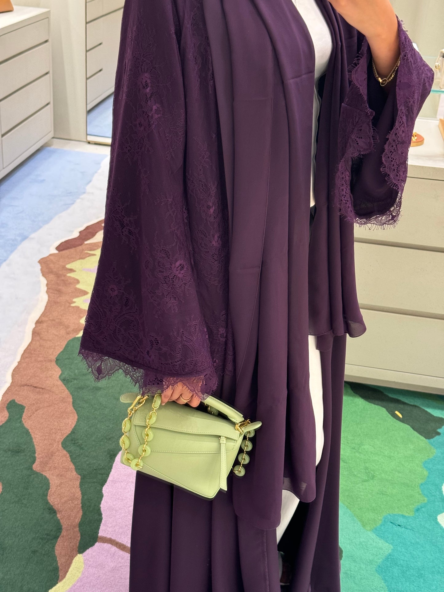 Purple lace abaya