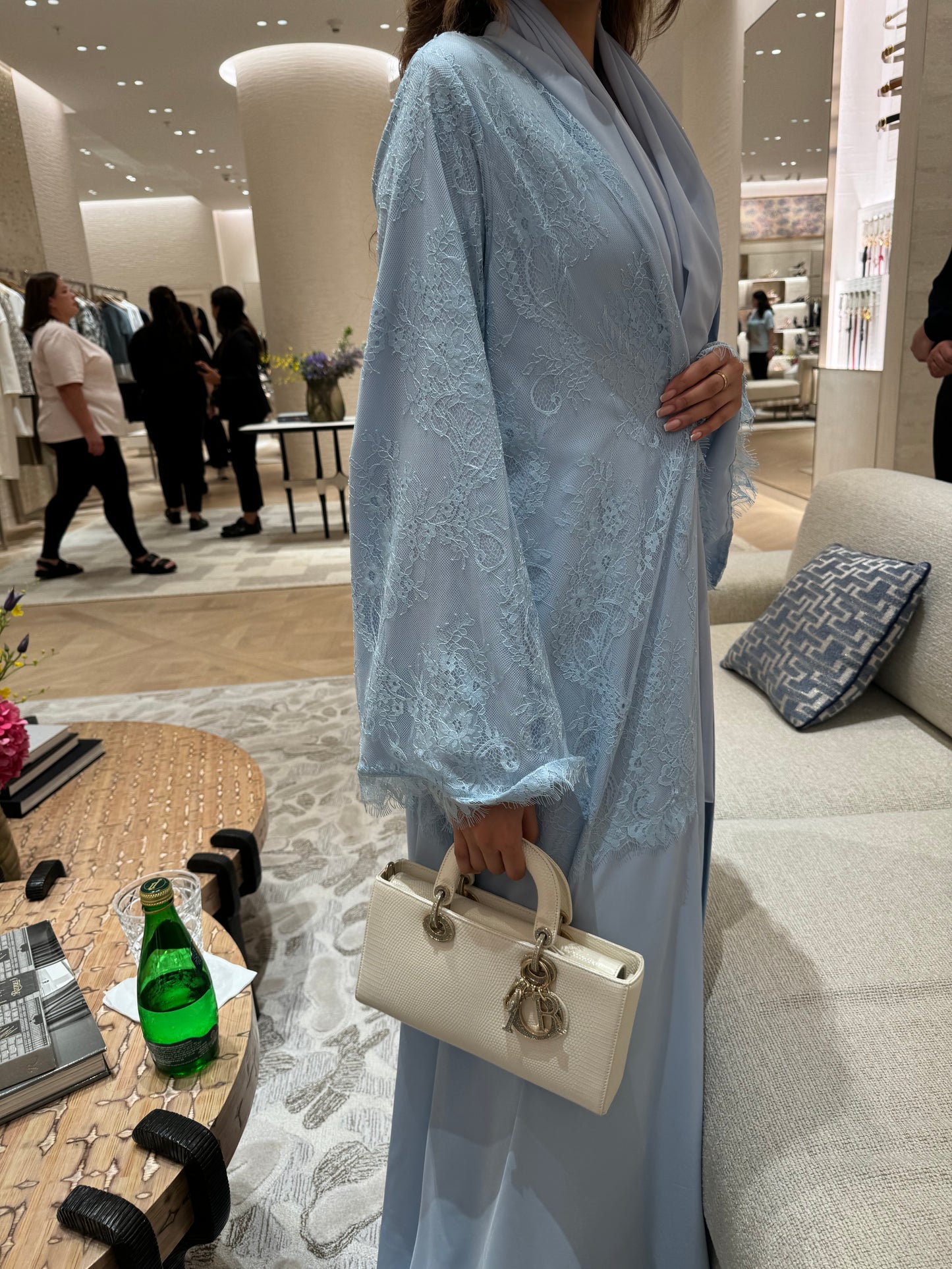 Baby blue lace abaya RTW