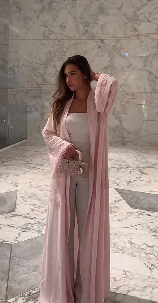 Pink lace abaya